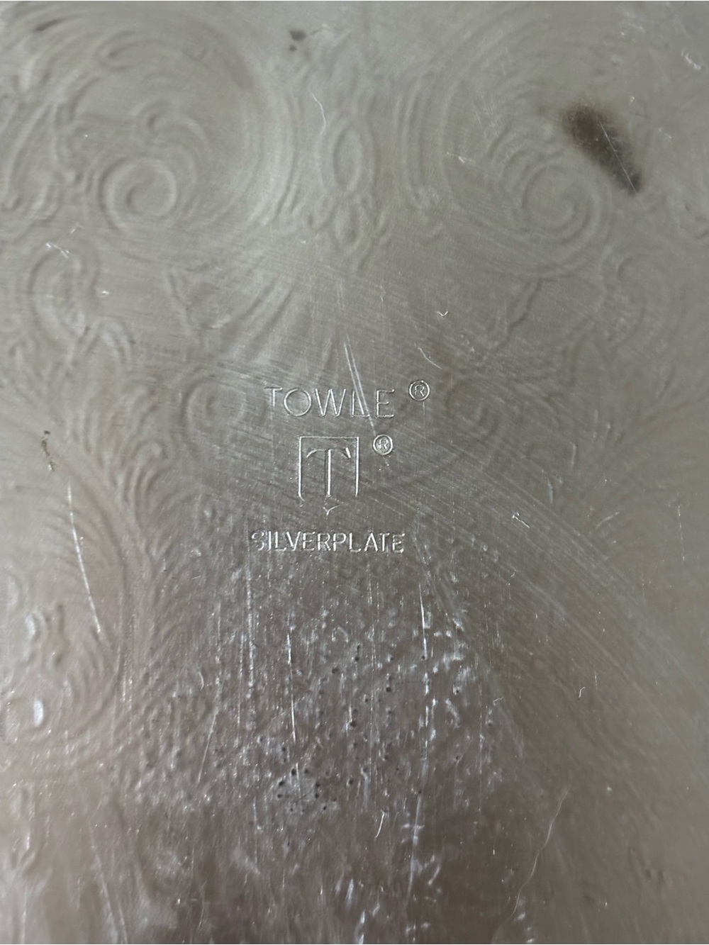Vintage Towle Silverplate Oval Serving Tray Engraved Ornate 17” - Picture 5 of 6